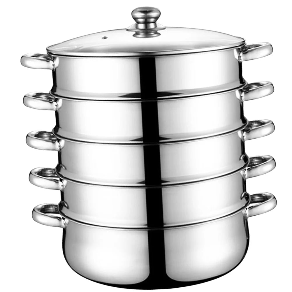 Stainless Steel Steamer Stockpot Soup Pot Silver 28cm P525654