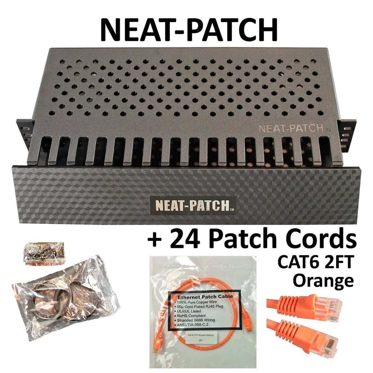 Cable Manager with 24 Cat6 Patch Cables U381