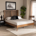 Full Ash Walnut Wood Platform Bed H83954