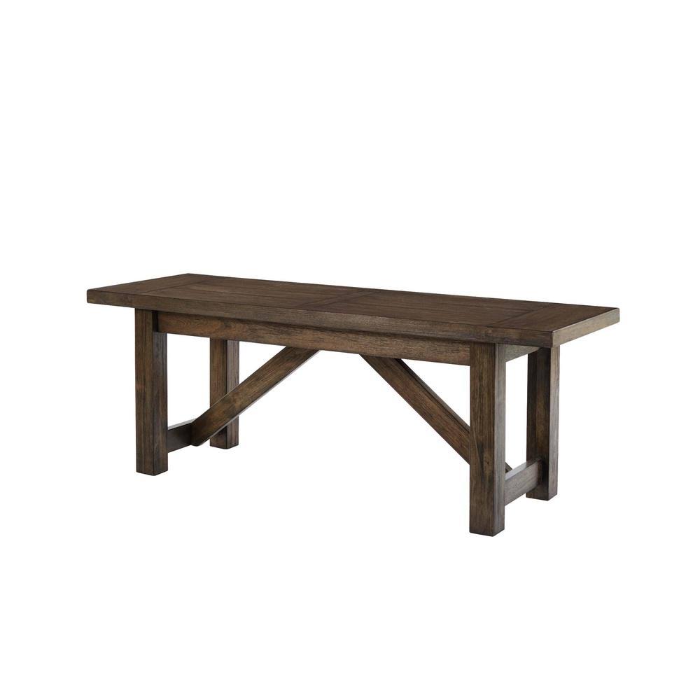 Smoke Brown Wood Backless Dining Bench Z437