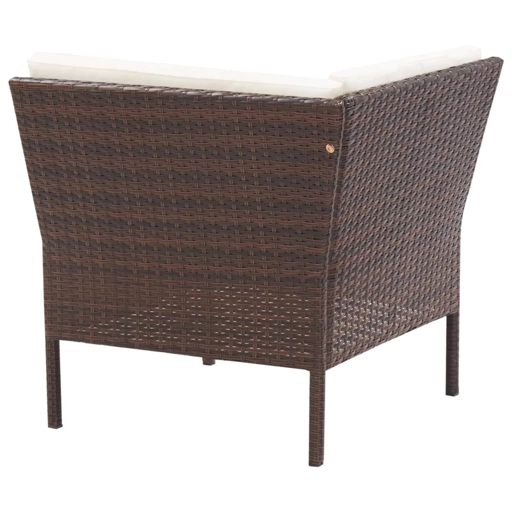 6 Piece White Cushioned Brown Poly Rattan Patio Sectional Set T765