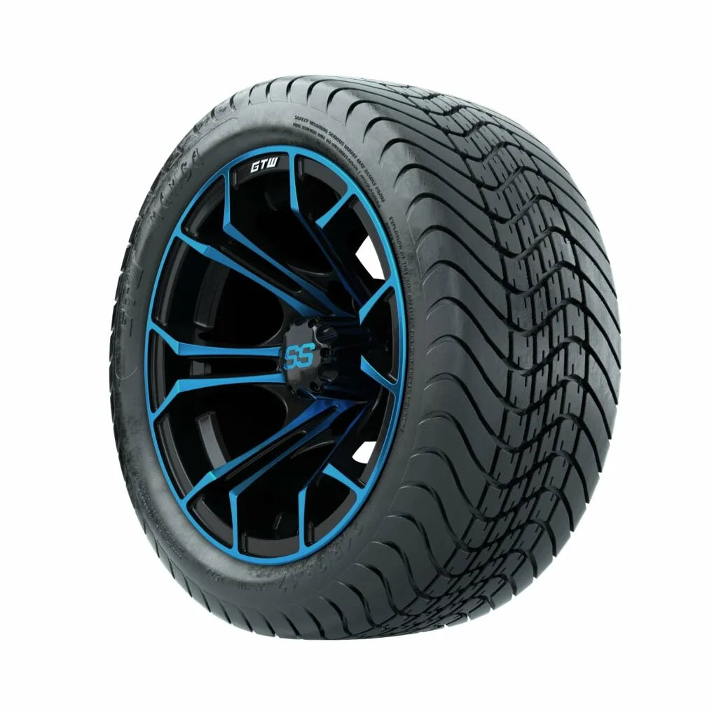 12 inch Blue/Black Wheel with Street Tire Set of 4 T606