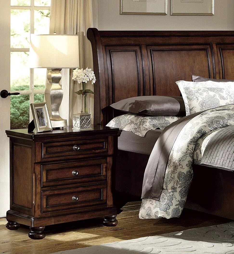 Brown Cherry 5pc Bedroom Set Eastern King Platform Bed W9328
