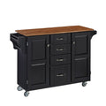 Black Kitchen Cart with Oak Top E51245