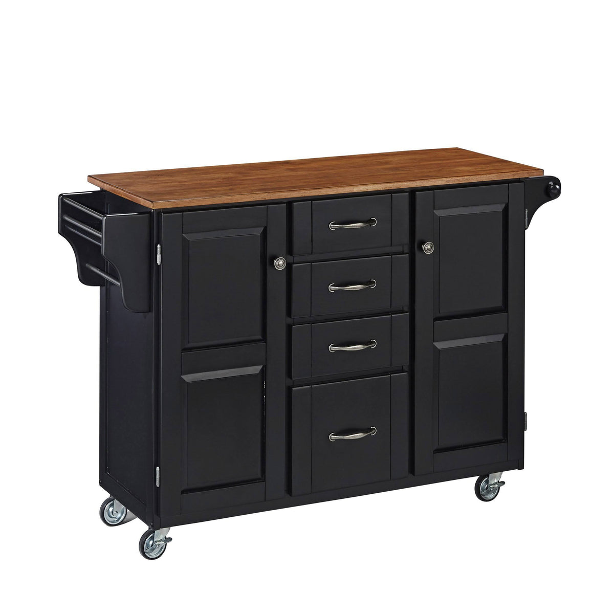 Black Kitchen Cart with Oak Top E51245