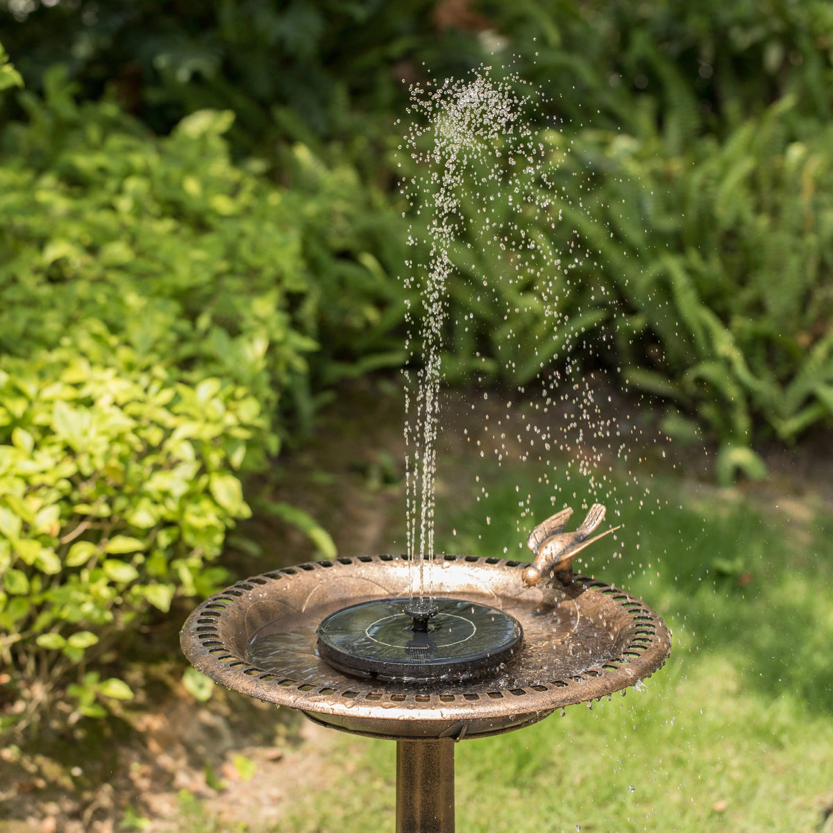 Solar Powered Round Bird Bath and Pond Fountain with Planter Bowl X62507