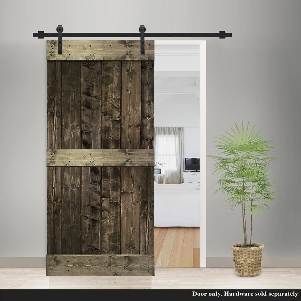 Espresso 2-Panel Pine Wood Single Barn Door O18010