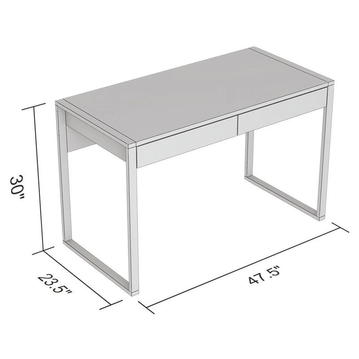 47"L 2-Drawers Black Metal Computer Desk D716