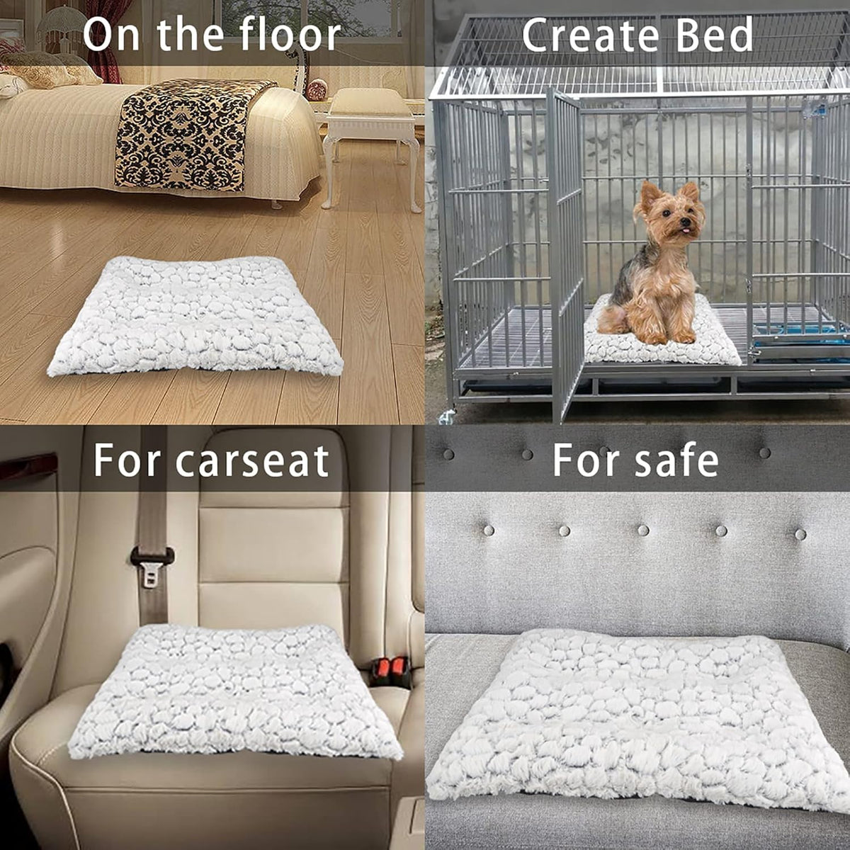 Ultra Soft Washable Anti-Slip Dog Crate Bed Pad 40inch White Pack of 2 D93985