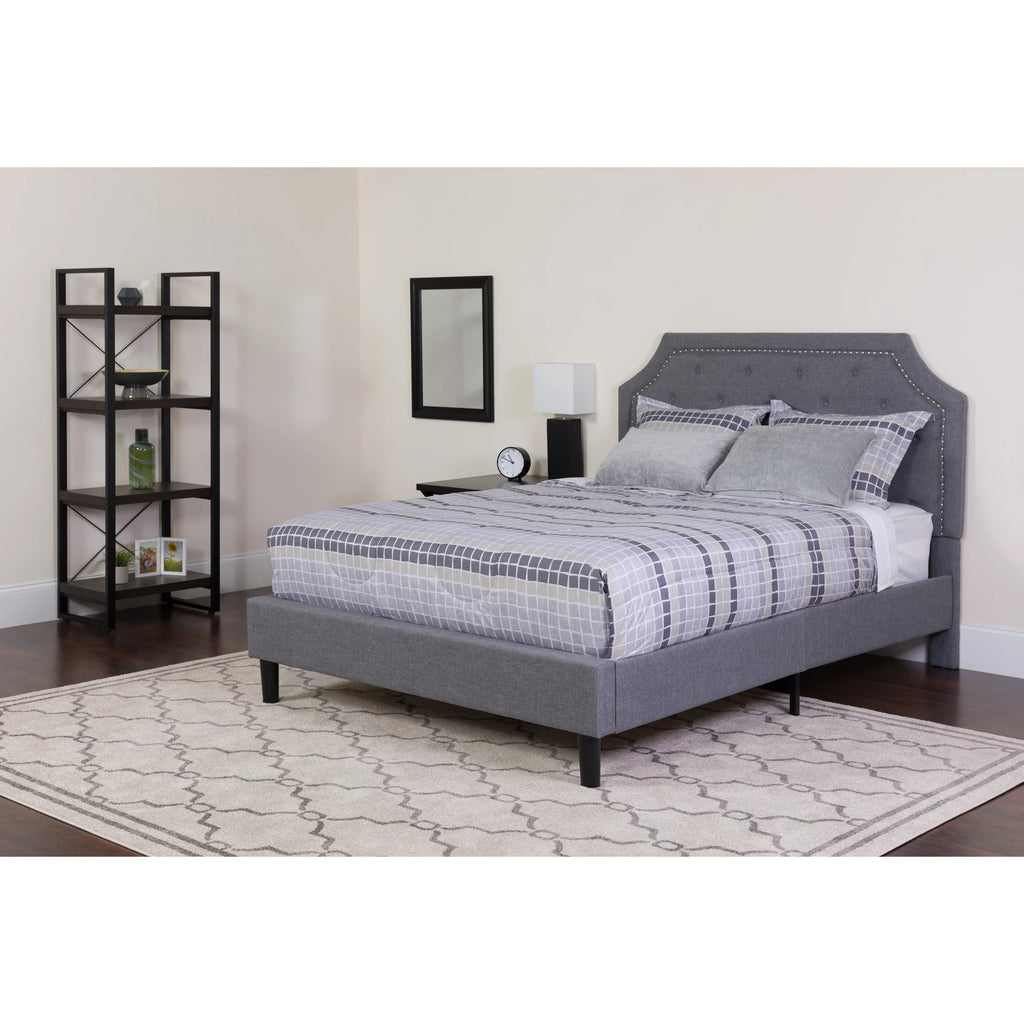 Full Size Tufted Upholstered Platform Bed with Pocket Spring Mattress E22216