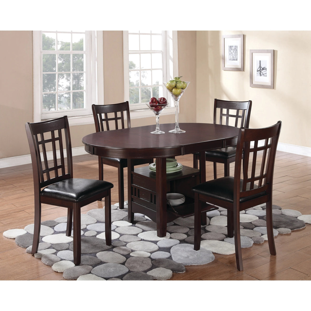 Espresso and Black 5-piece Dining Room Set H215283