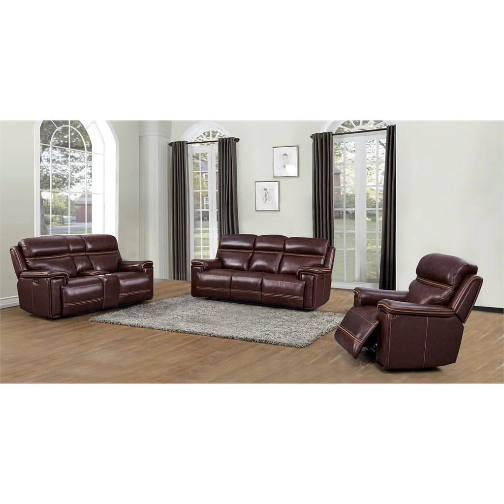 Brown Leather and Hardwood Sofa T658081