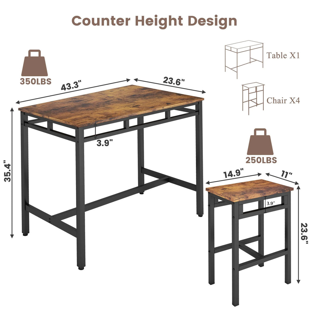 5-Piece Counter Height Dining Table Set with MDF Top E321