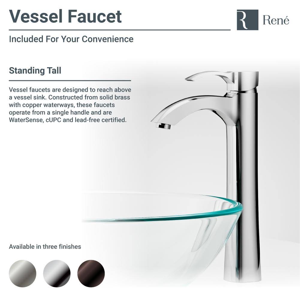 Glass Vessel Bathroom Sink with Vessel Faucet F559
