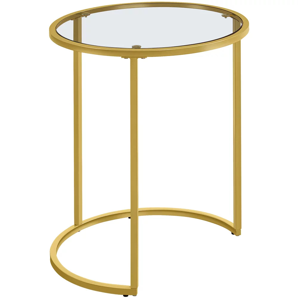 Round Nesting End Table Set with Metal Frame and Glass Top T587