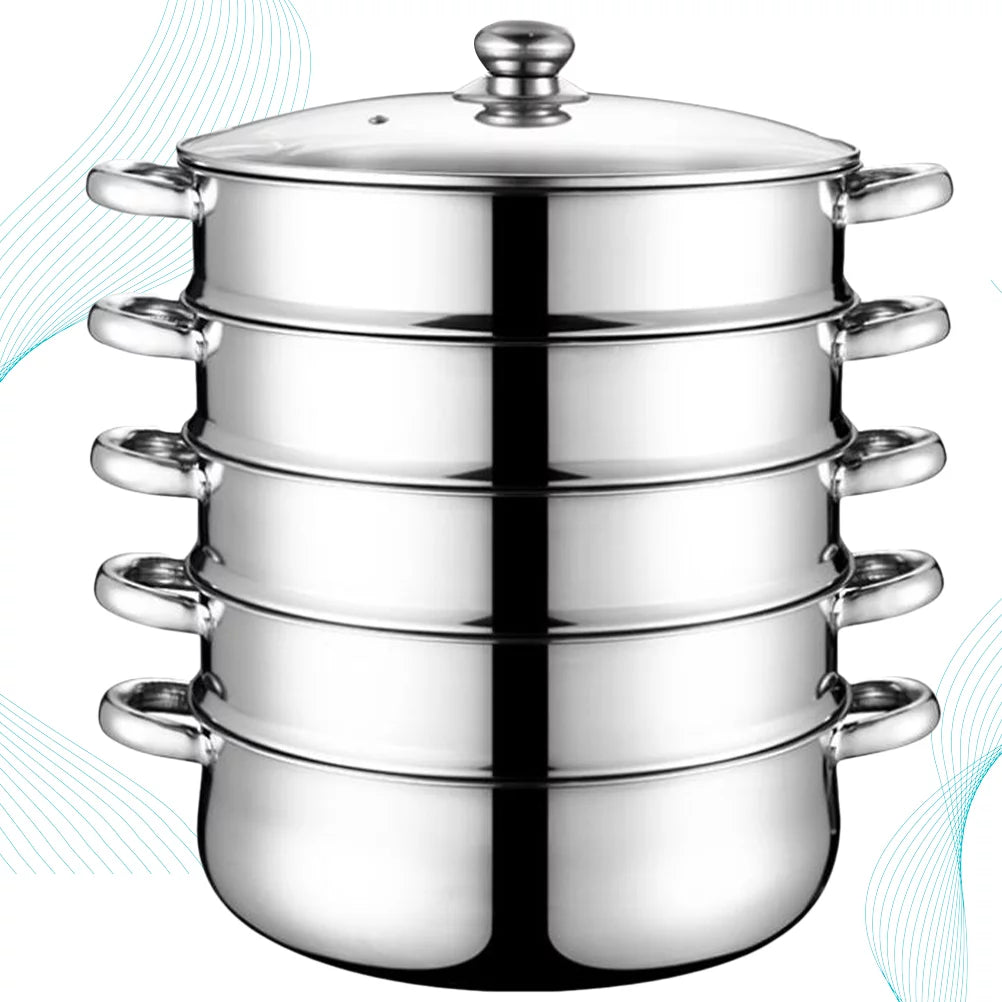 Stainless Steel Steamer Stockpot Soup Pot Silver 28cm P525654