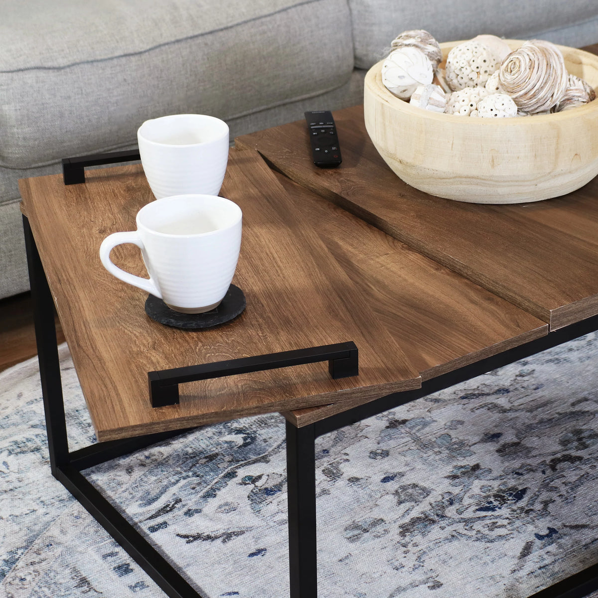 Brown Coffee Table with Removable Serving Tray U305469