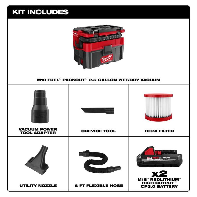 18-Volt Cordless 2.5 Gal. Wet/Dry Vacuum with 3.0 Ah Batteries H3045