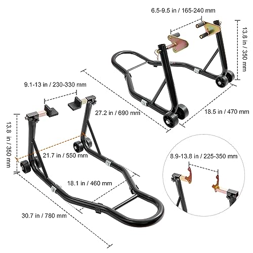 850lbs Motorcycle Stand Lift Front Rear Combo Black R281413