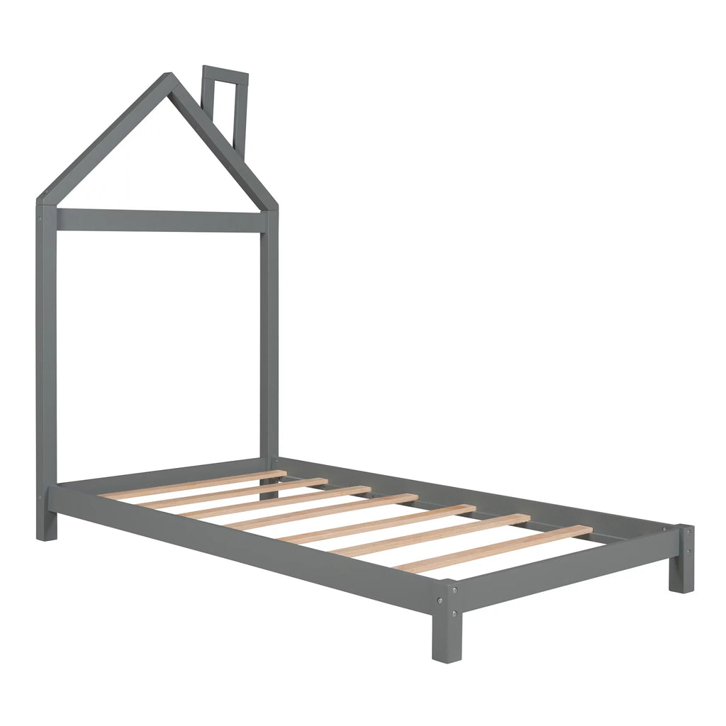 Twin Size Kids Bed with House-Shaped Headboard T23357
