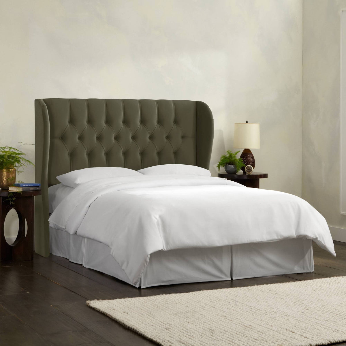 California King Tufted Wingback Velvet Headboard R55090