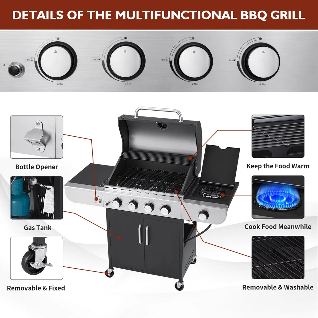 3 Burner Propane Gas Grill with Side Table T779