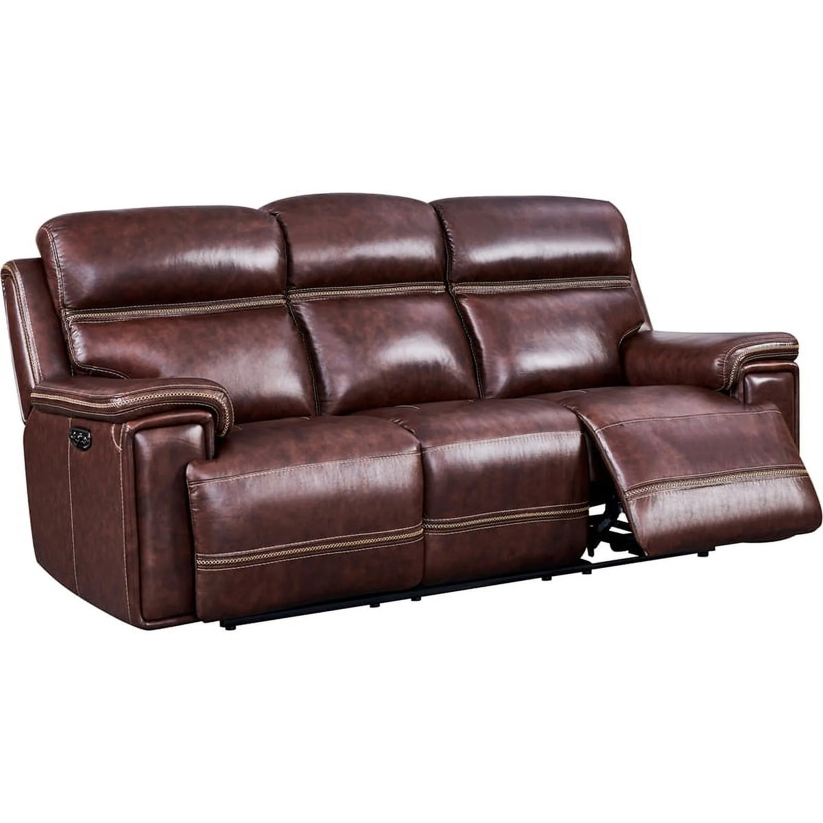 Brown Leather and Hardwood Sofa T658081