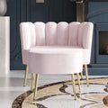 Light Pink Upholstered Velvet Chair with Stool C190