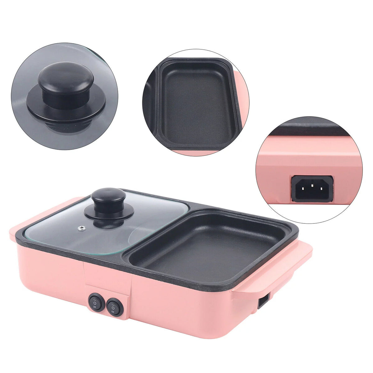2 in 1 Electric BBQ Grill Pan Hot Pot Y357