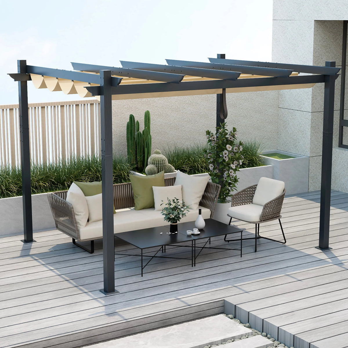 10x12ft Aluminum Retractable Pergola Canopy Shelter V628