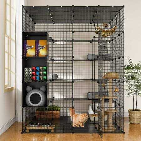 5-Tier Metal Cat Cage with Cube Storage N618