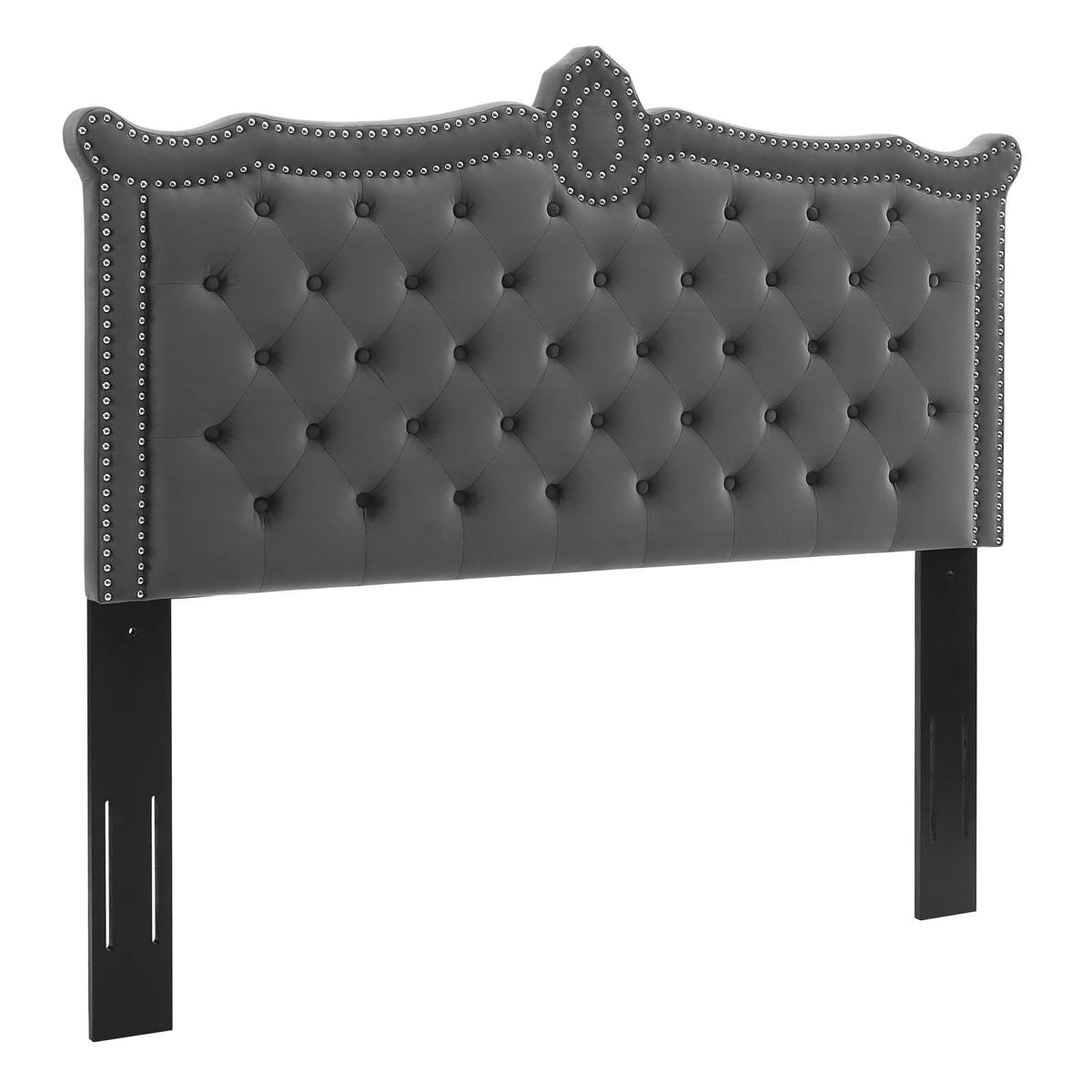 Tufted Velvet King/California King Headboard in Charcoal V278