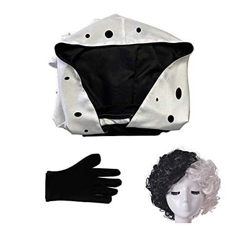 Black White Costume Dress with Gloves H297