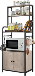 4-Tier Kitchen Bakers Rack with Storage Cabinet and Hutch L9584