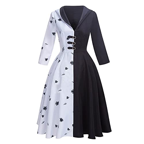 Black White Costume Dress with Gloves H297