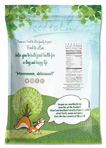 Certified Organic Raw Unsweetened Cacao Powder 16 Pounds O5001
