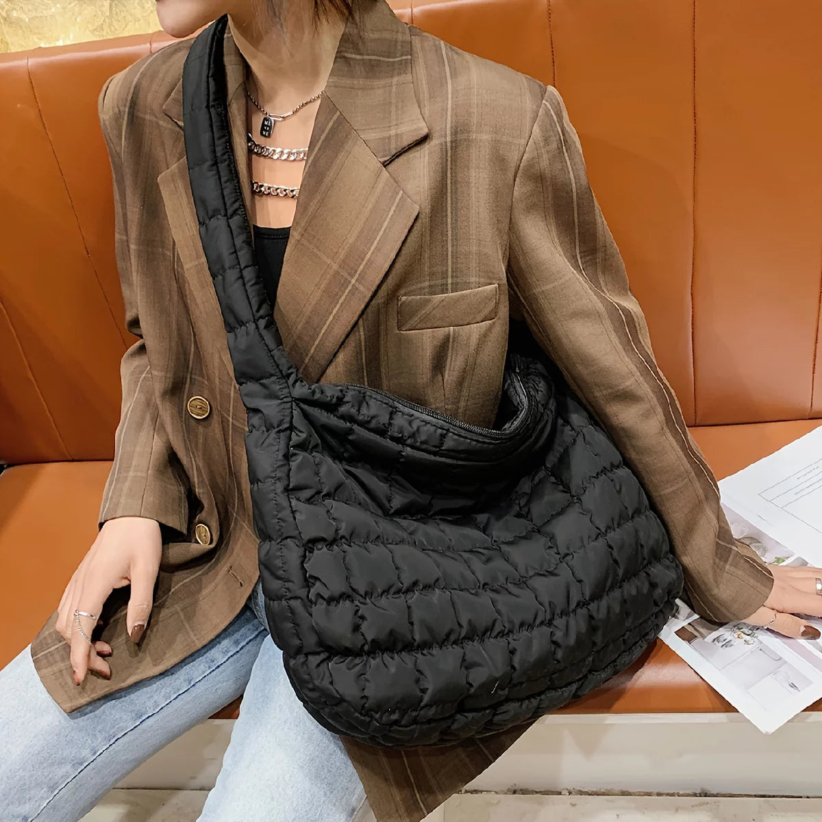 Quilted Cotton Tote Bag V828