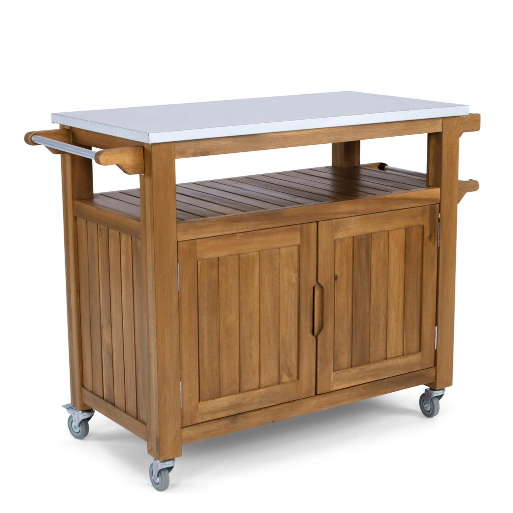 Brown Wood Outdoor Cart Q874