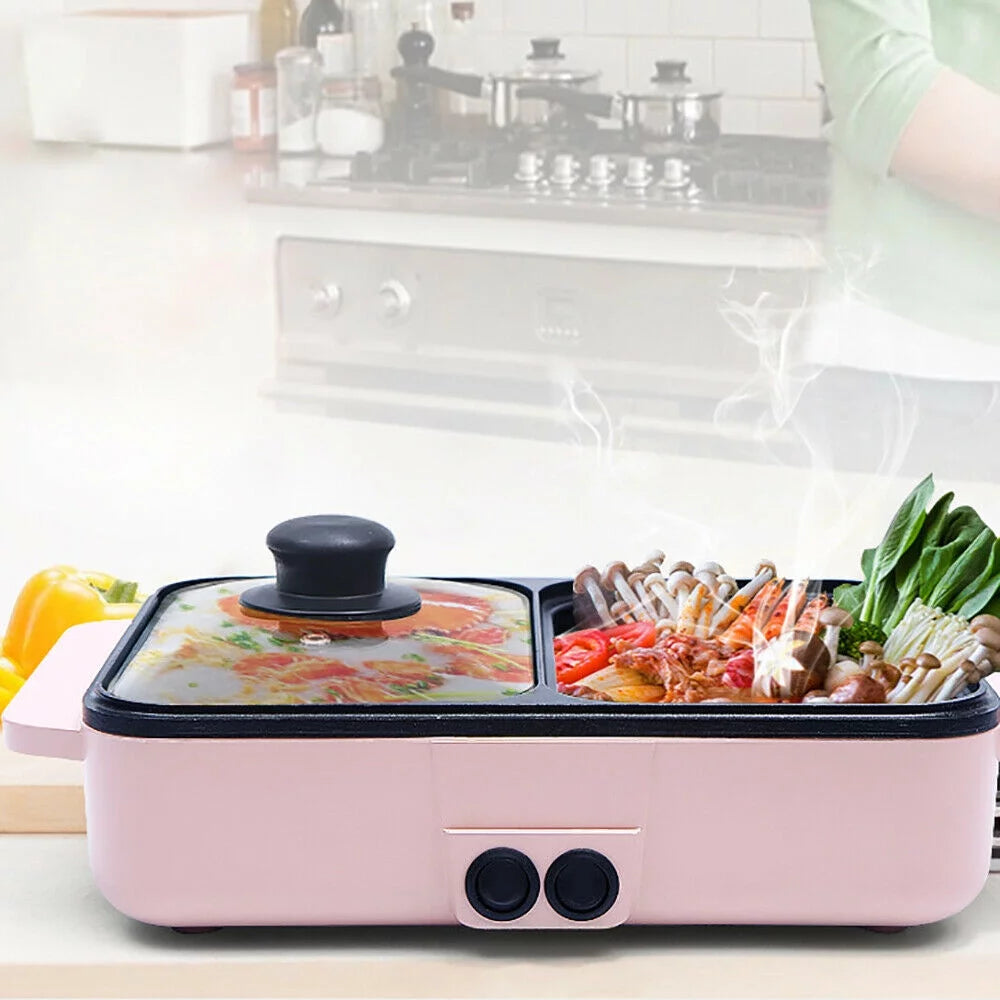 2 in 1 Electric BBQ Grill Pan Hot Pot Y357