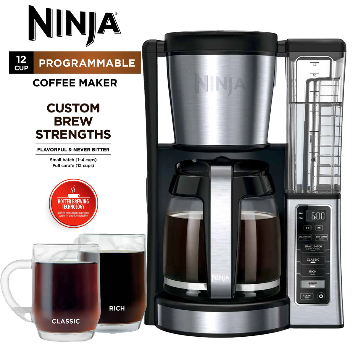 12-Cup Programmable Coffee Maker with Glass Carafe U3910