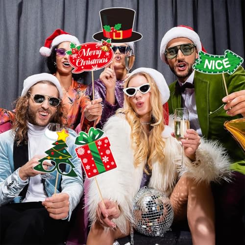 Christmas Photo Booth Props Party Decorations with Photo Frame Y48020