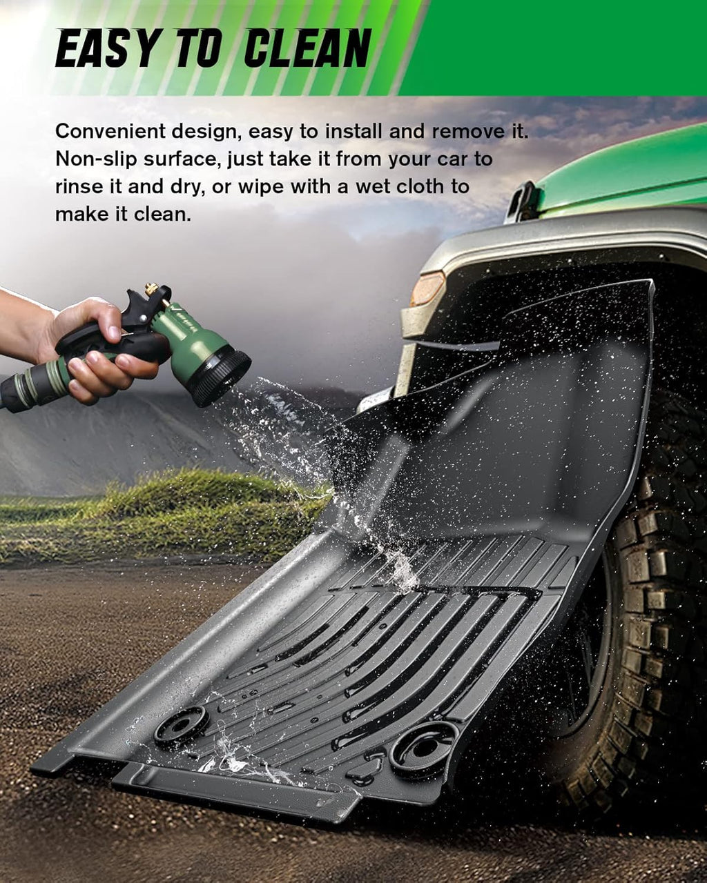 All Weather TPE Black Floor Mats Full Set 1st 2nd 3rd Row I67631