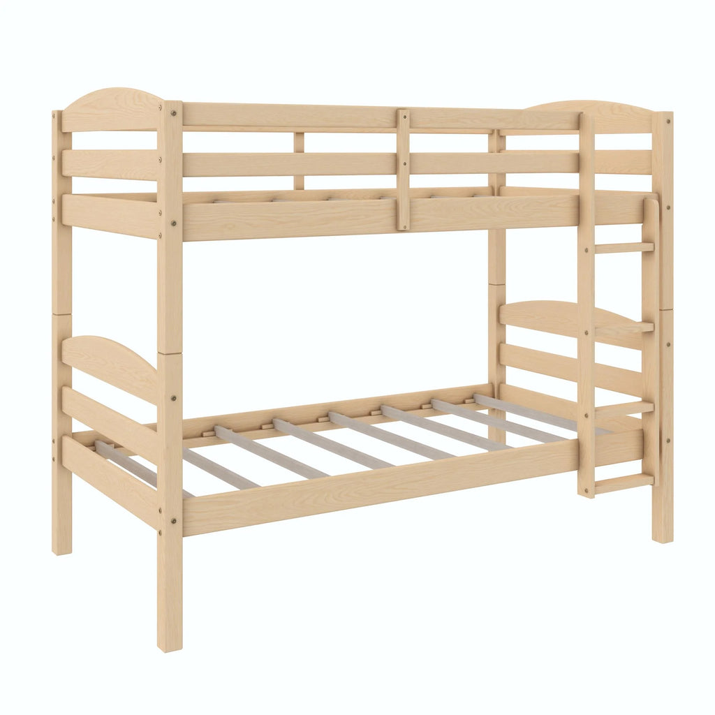 White Solid Wood Twin-over-Twin Convertible Bunk Bed J6407