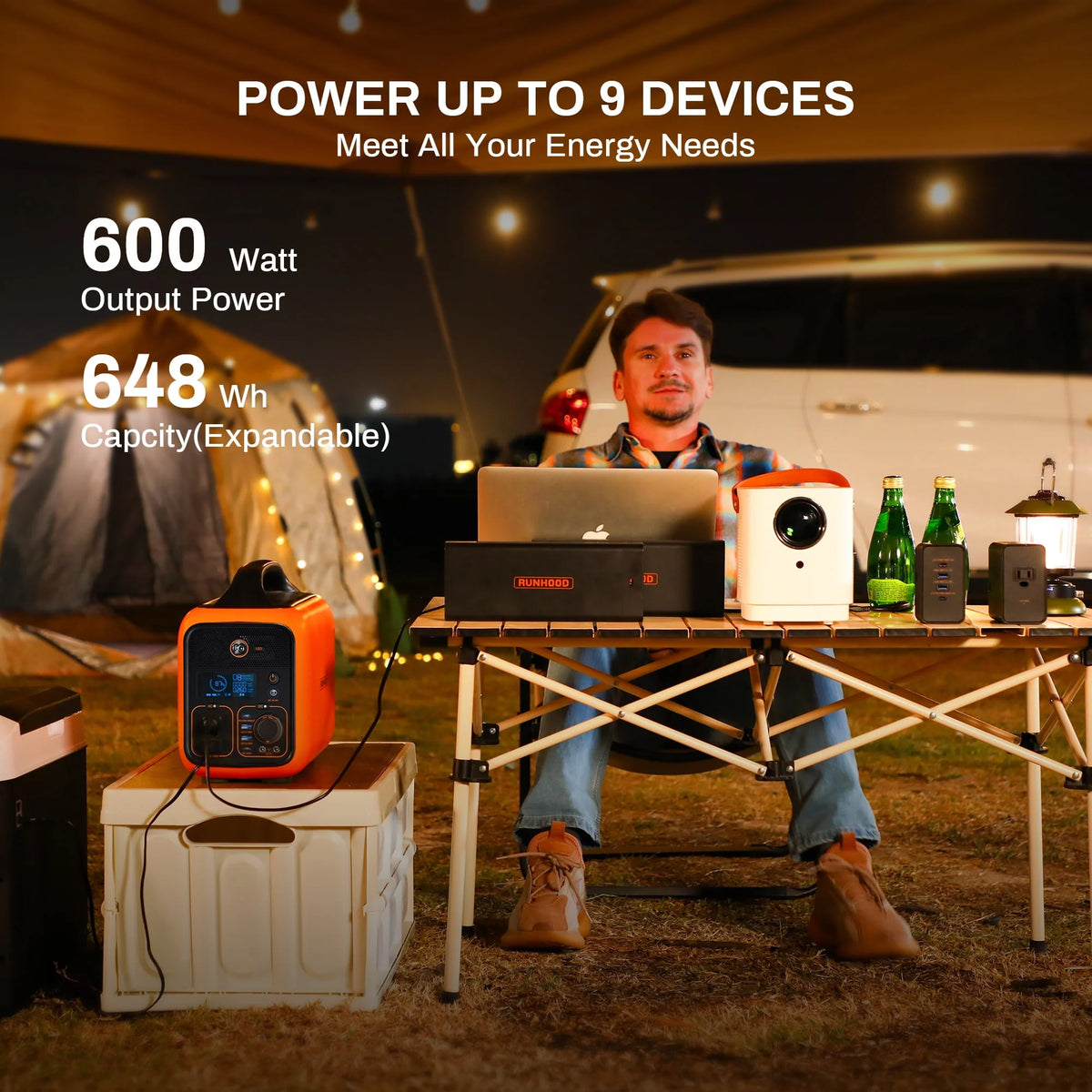 Portable Power Station 1296Wh Swappable Lithium Backup Batteries 600W AC Outlet Solar Generator K77745