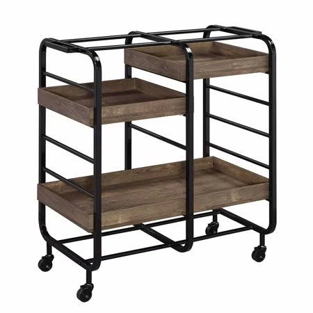 3 Tier Kitchen Trolley Serving Cart with Adjustable Trays K273903