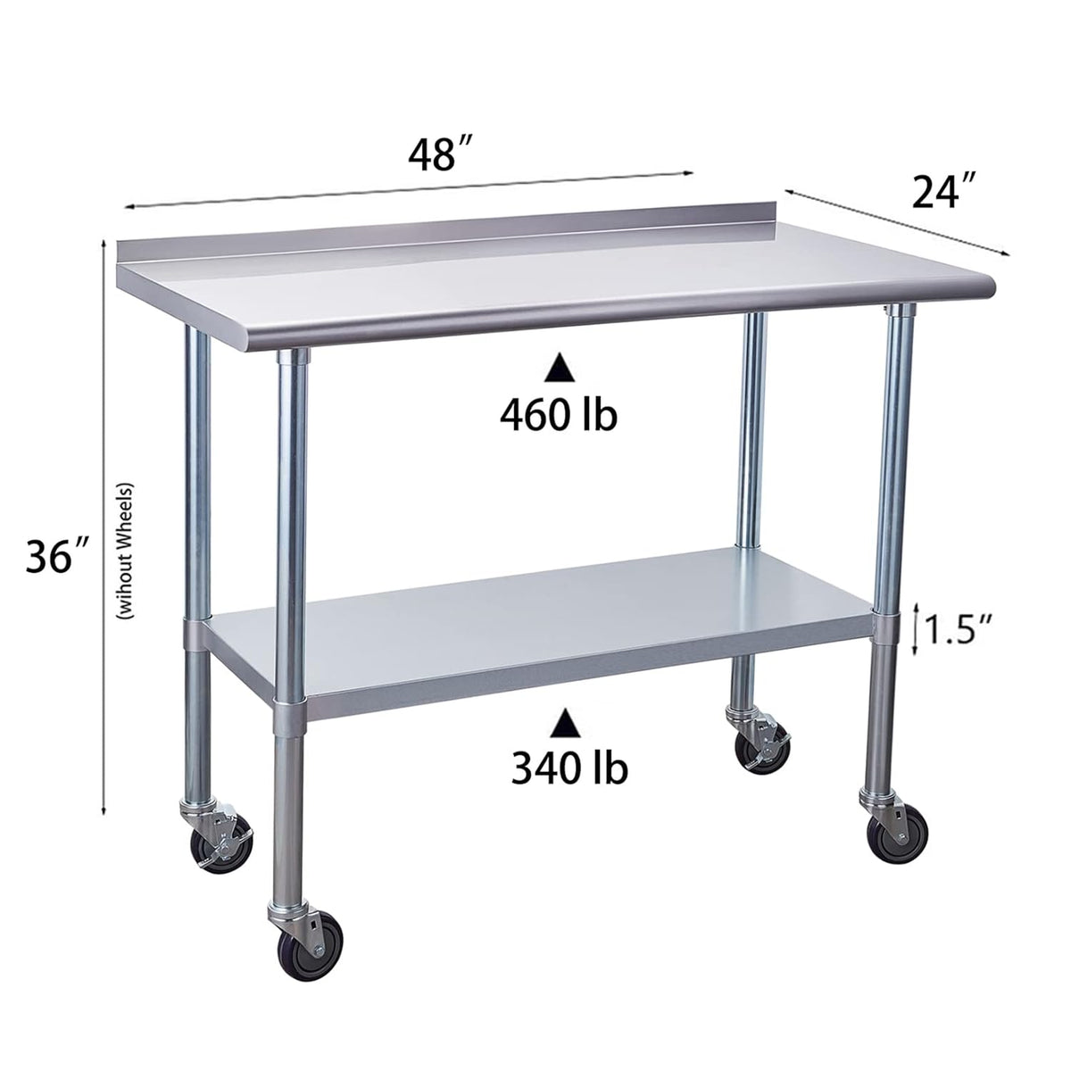 Stainless Steel Table with Caster Wheels J459