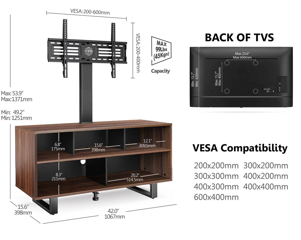 Swivel Wood Storage TV Stand with Mount up to 70 Inch W153