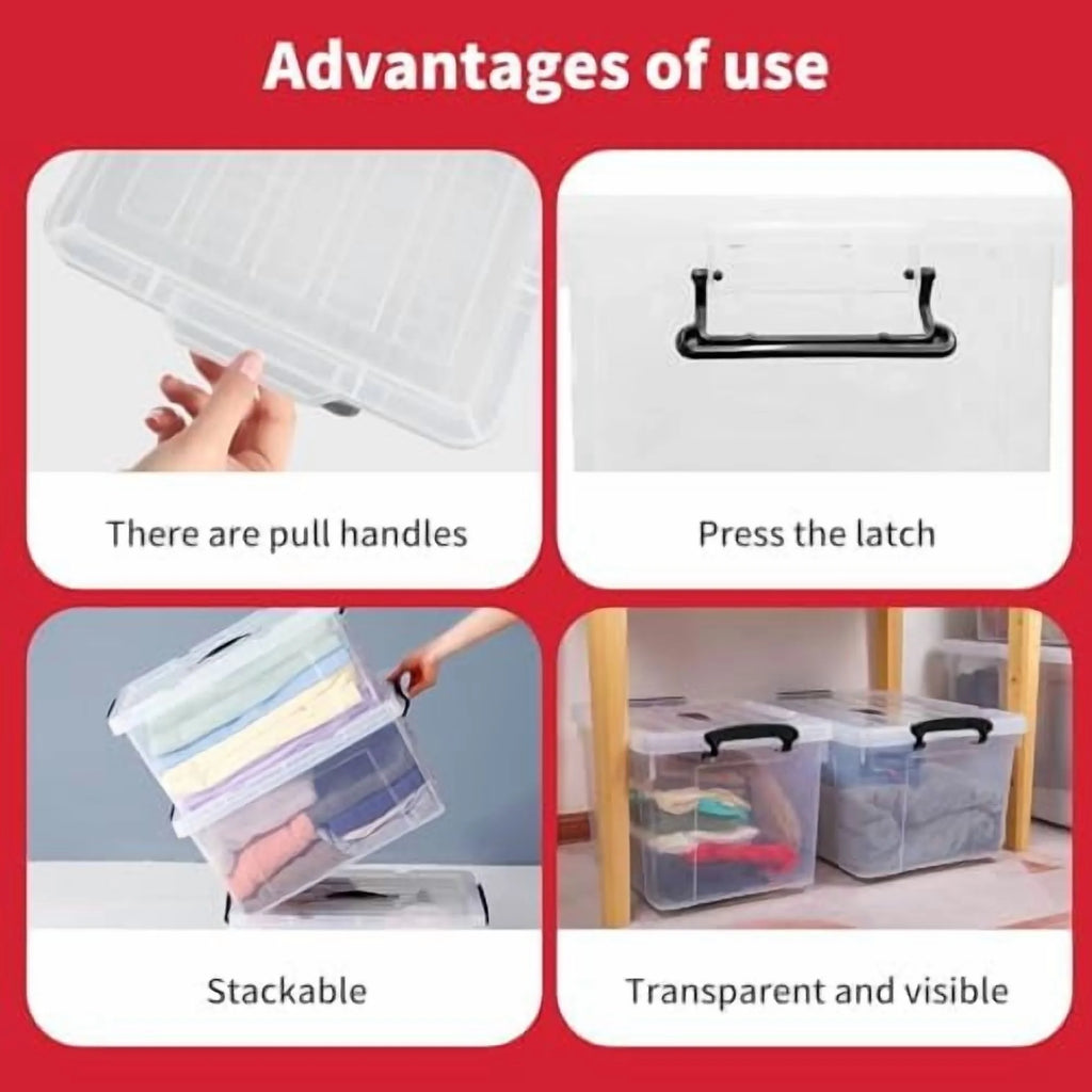 100 Quart 4-Pack Clear Plastic Storage Bins with Lids S85596