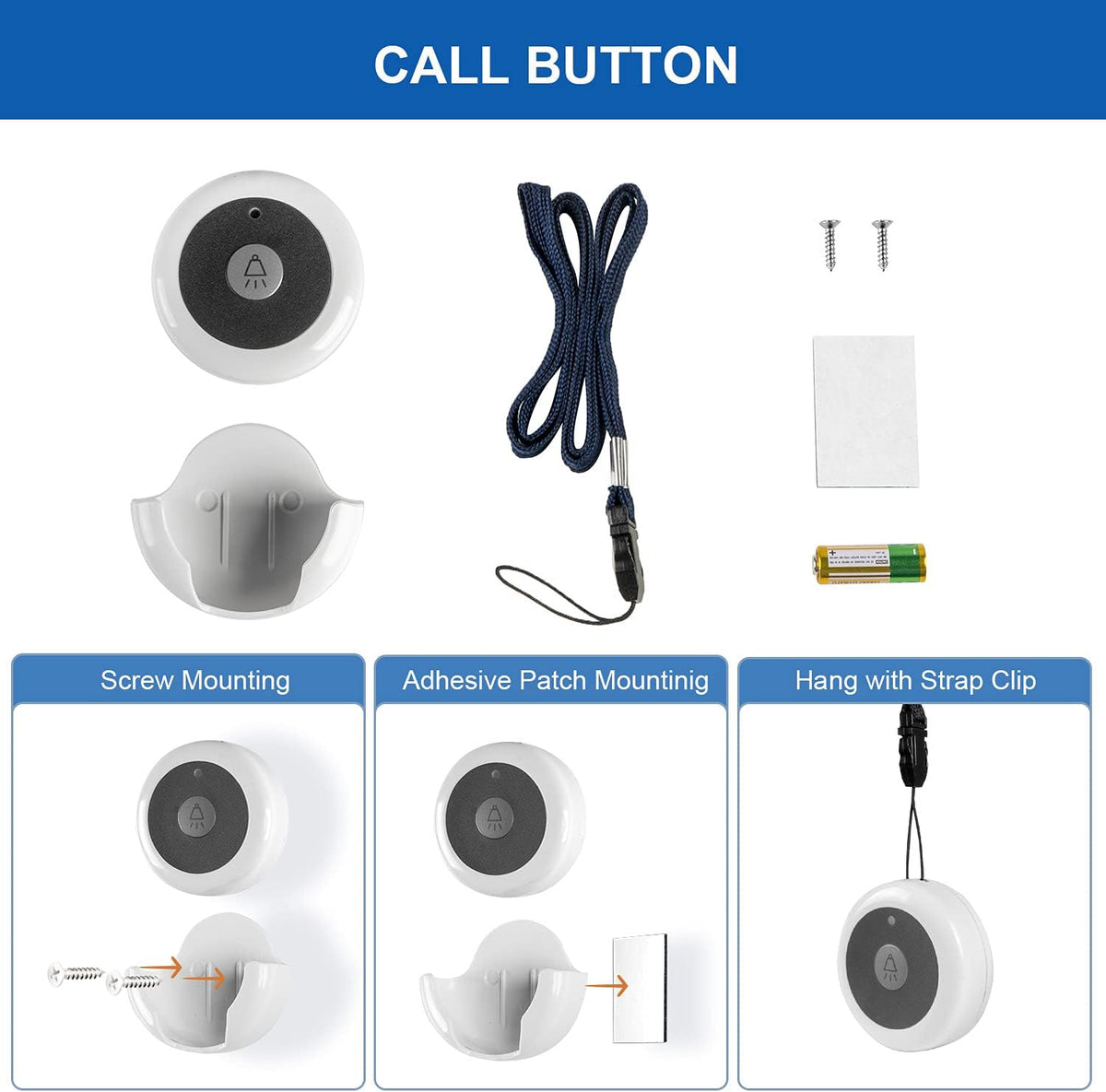 Wireless Calling System with 10 Waterproof Call Buttons and 1 Monitoring Unit E745