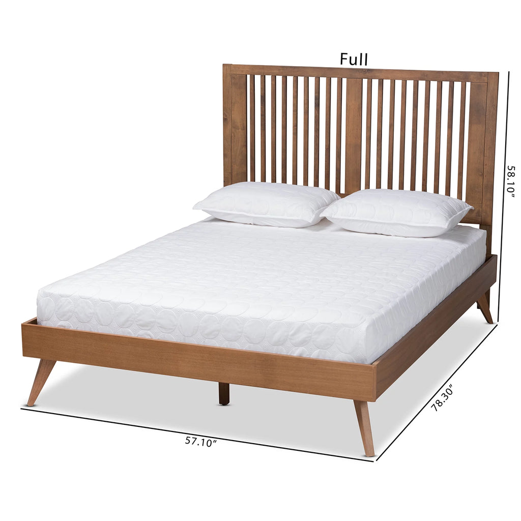 Full Ash Walnut Wood Platform Bed H83954